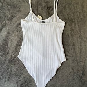 Ribbed White Bodysuit